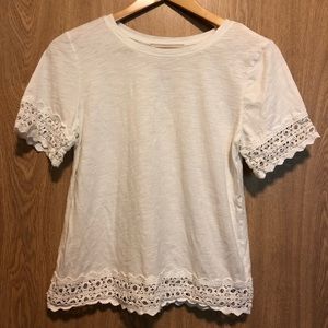 Ann Taylor LOFT Crochet Trim Tee